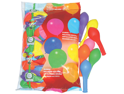 GLOBO 100% LATEX BIODEGRADABLE BOLSA DE 100 UNIDADES COLORES SURTIDOS