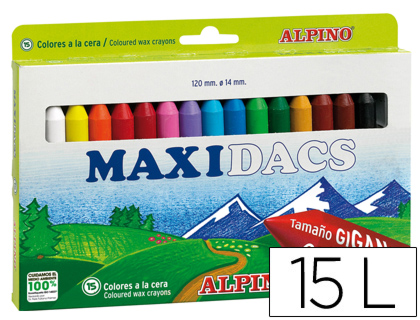 LAPICES CERA ALPINO MAXIDACS CAJA DE 15 UNIDADES COLORES SURTIDOS