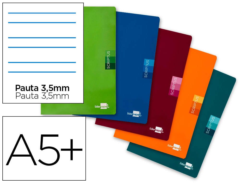 LIBRETA LIDERPAPEL SCRIPTUS A5 PLUS 48 HOJAS 90G/M2 PAUTA 4ª 3.5MM CON MARGEN